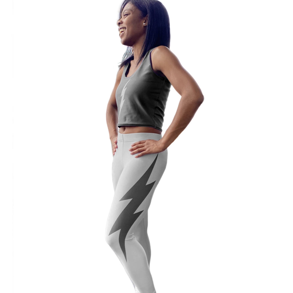 Light Grey Side Bolt Leggings (Light Grey Leggings, Dark Grey Bolt)