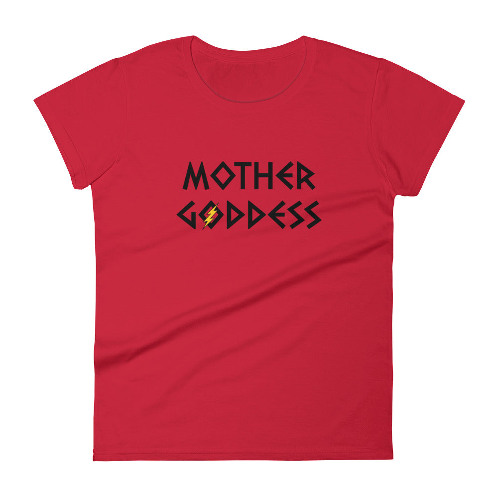 Mother Goddess Women's Semi-Fitted Tee (Black/Gold Design)