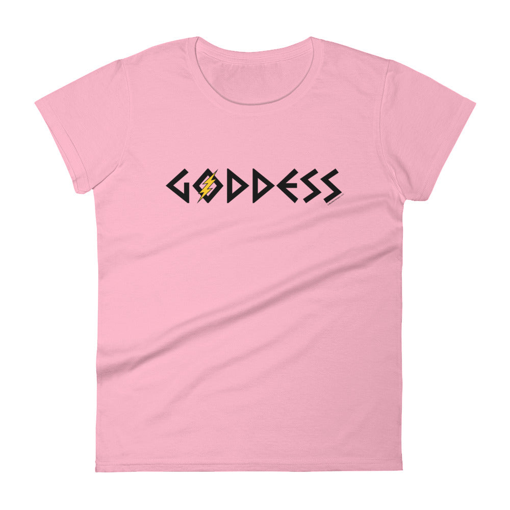 Goddess Women's Semi-Fitted Tee (Black/Yellow Design)