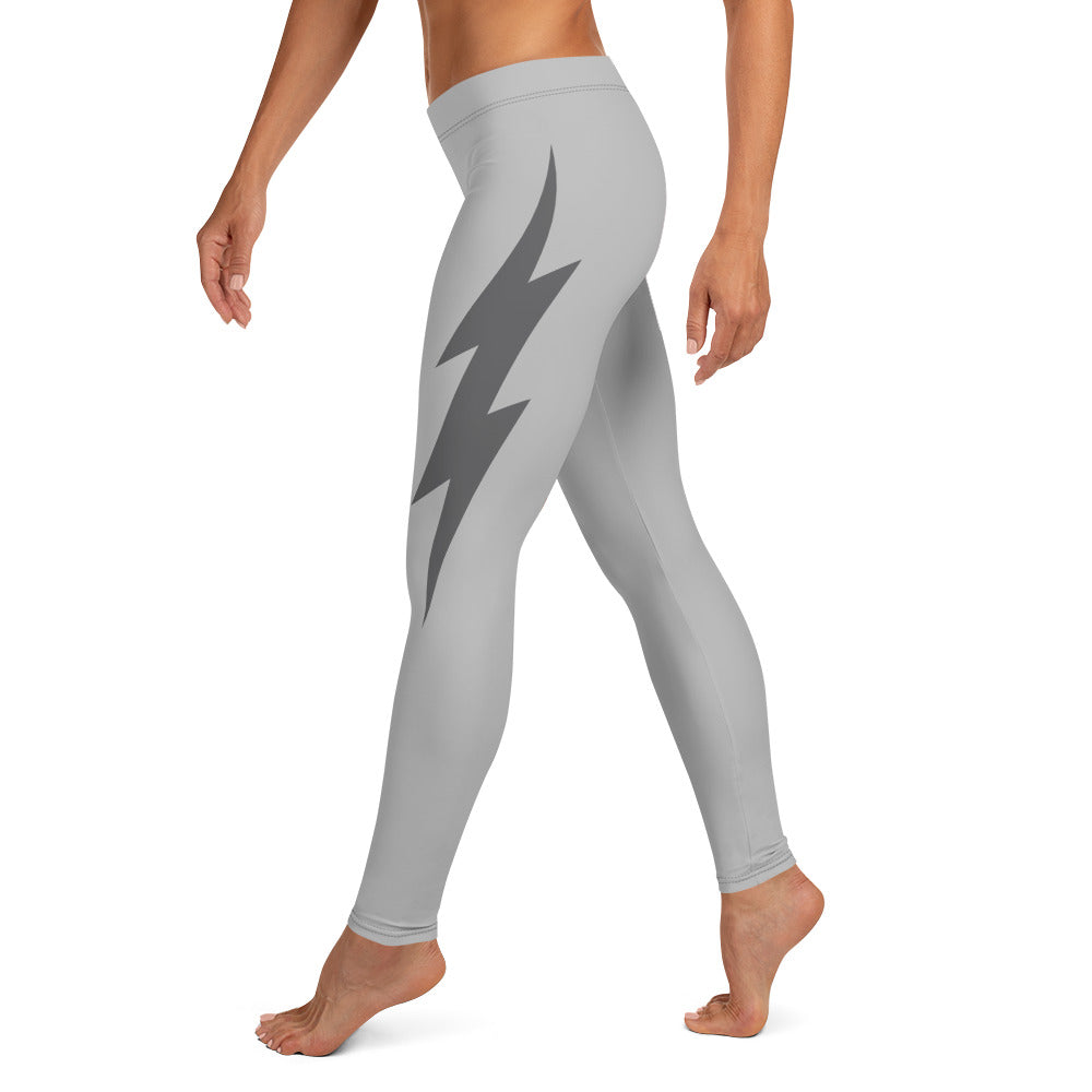 Light Grey Side Bolt Leggings (Light Grey Leggings, Dark Grey Bolt)