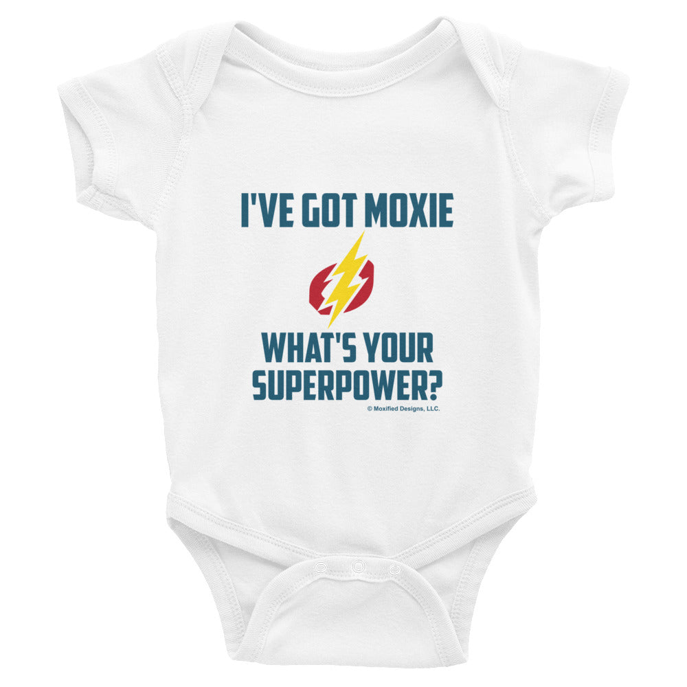 Superpower Infant Bodysuit (White, Blue Text)