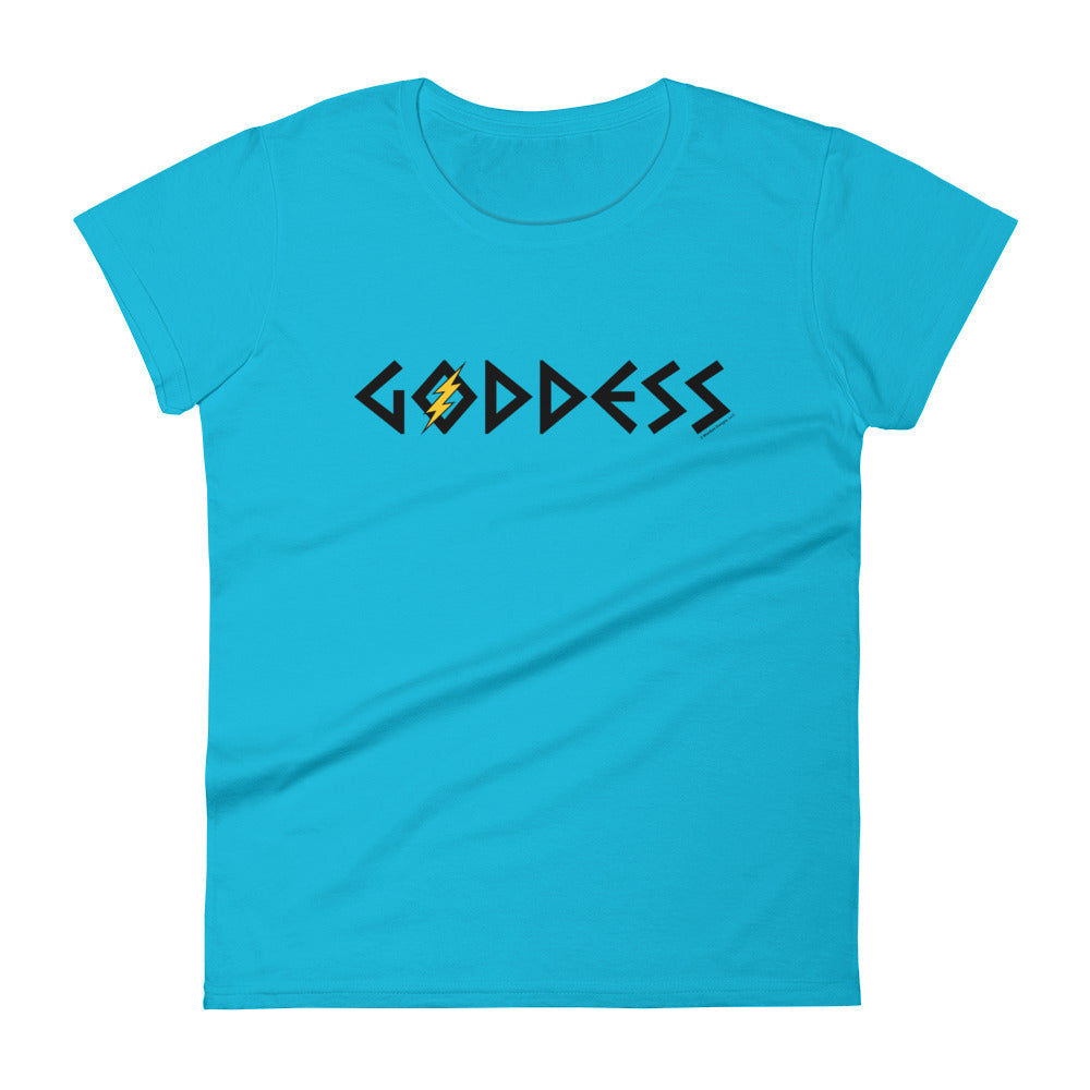 Goddess Women's Semi-Fitted Tee (Black/Yellow Design)