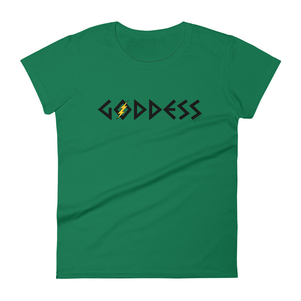 Goddess Women's Semi-Fitted Tee (Black/Yellow Design)