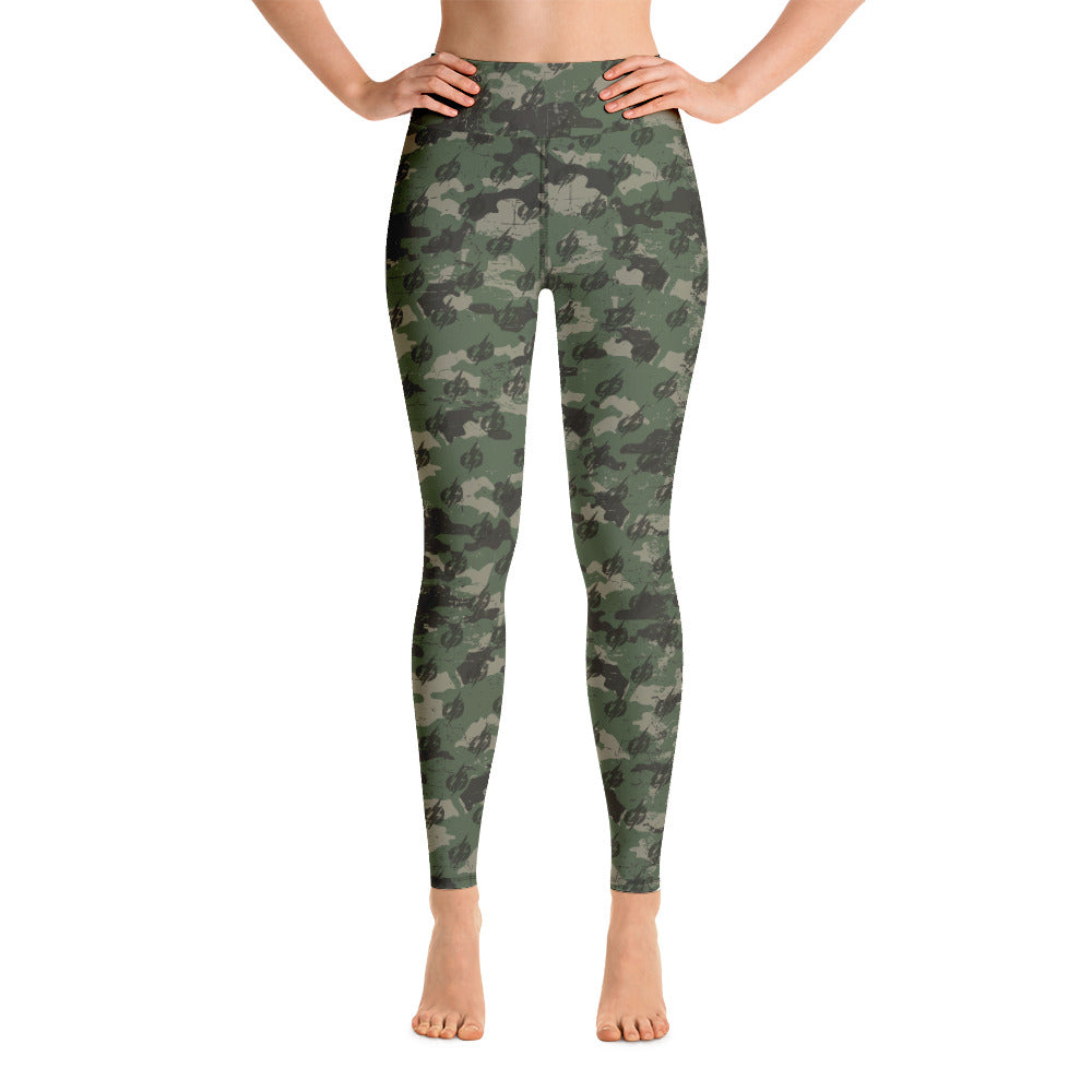 Womens Green Camo Leggings, Yoga Pants