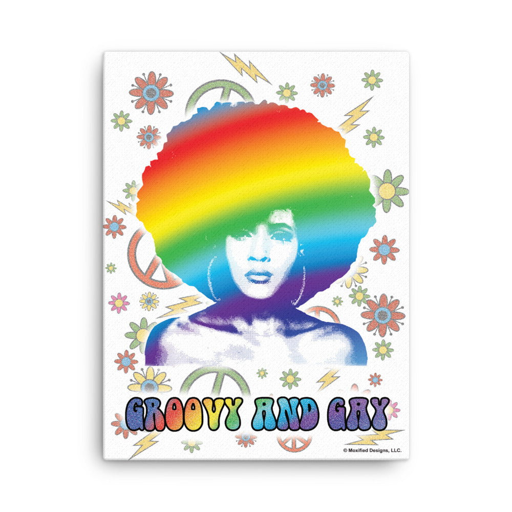 Groovy and Gay Canvas (Rainbow, 18 x 24)