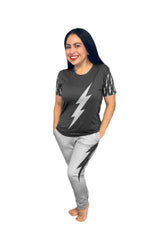 Women's Grey Side Bolt Joggers (Light Grey Jogger, Dark Grey Bolt)