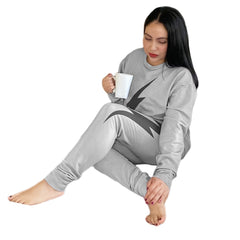 Women's Grey Side Bolt Joggers (Light Grey Jogger, Dark Grey Bolt)