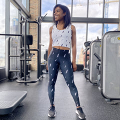 Women's Floating Bolt Leggings (Black Leggings, White Bolts)