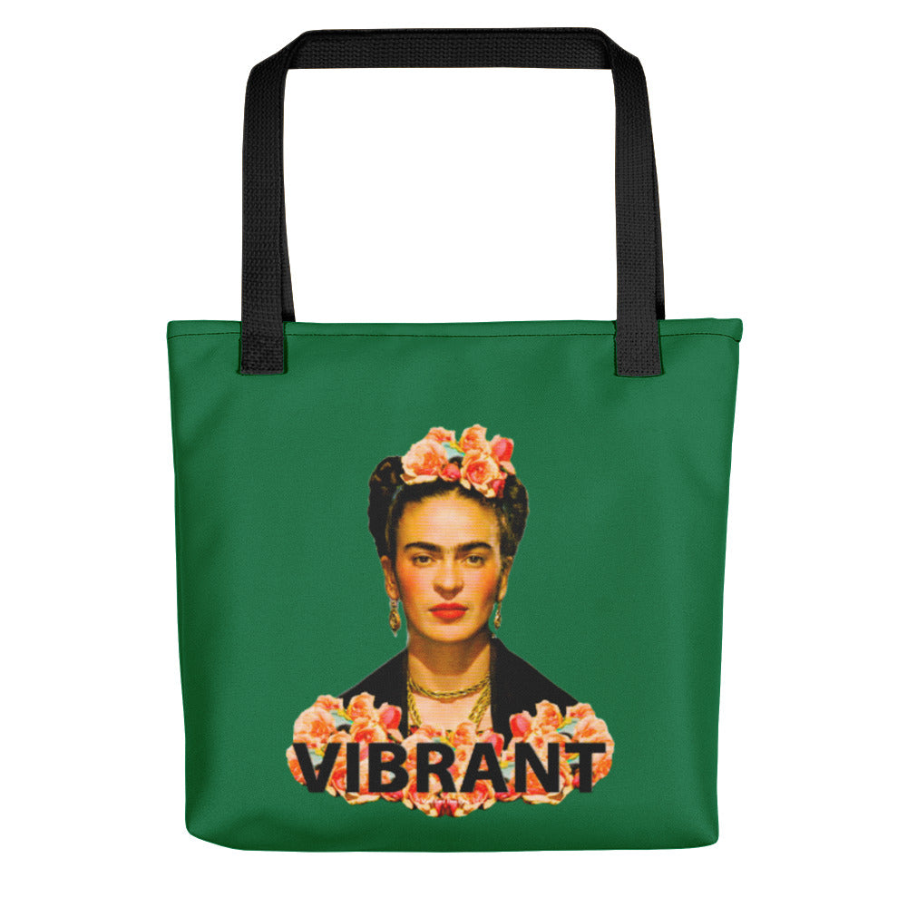Vibrant Frida Tote Bag (Multi Image, Green Background)