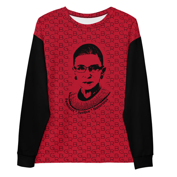 RBG All Over Adult Unisex Sweatshirt (Red Body, Black Sleeves)