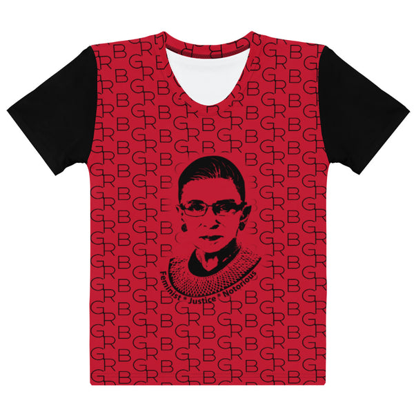RBG Women's All Over Tee (Red Body, Black Sleeves)