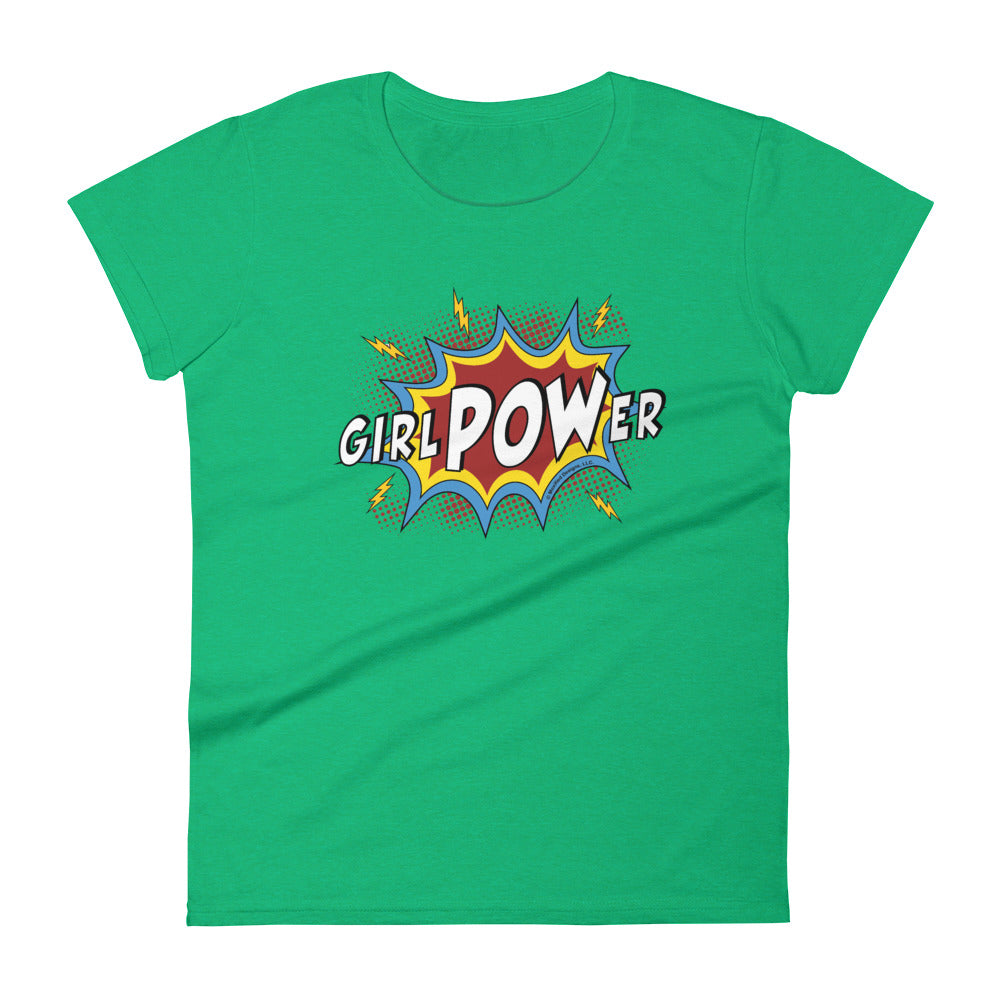 girlPOWer Women's Semi-Fitted Tee (White Text, Multi Design)