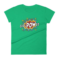 girlPOWer Women's Semi-Fitted Tee (White Text, Multi Design)