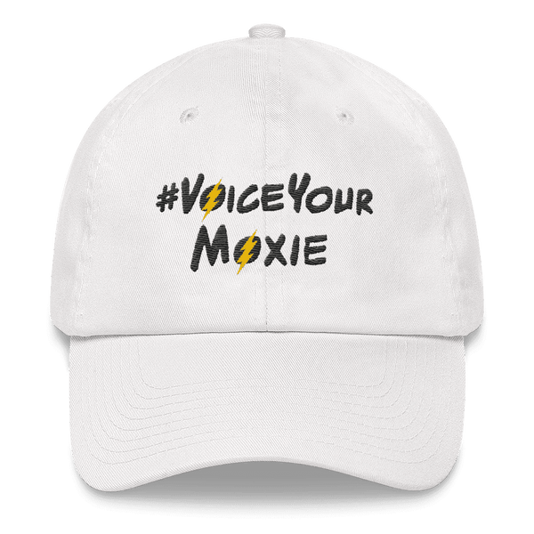 Baseball Hat - #VoiceYourMoxie (Black/Yellow bolt), Hats. Moxie Chic is a brand that promotes girl power with girl empowerment/female empowerment apparel and other products. #VoiceYourMoxie is our handle for social media outreach because Moxie Chic believes every girl should exercise her voice for positive change (#VoiceYourMoxie).  Our brand celebrates and elevates girls.