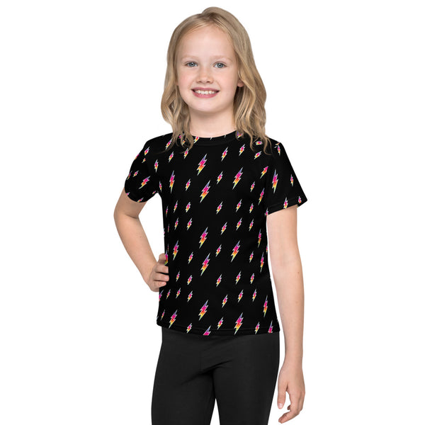 Kids Rainbow Floating Bolt Tee (Black Shirt, Rainbow Design)