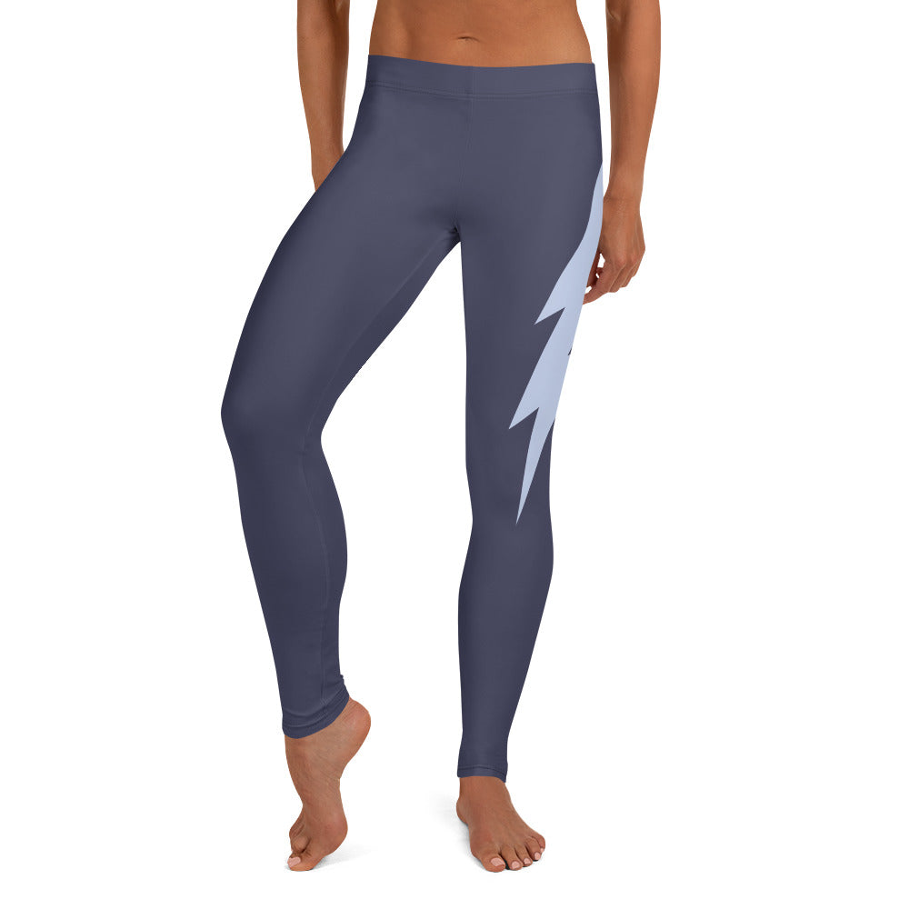 Deep Blue Side Bolt Women's Leggings (Deep Blue Leggings, Light Blue Bolt)