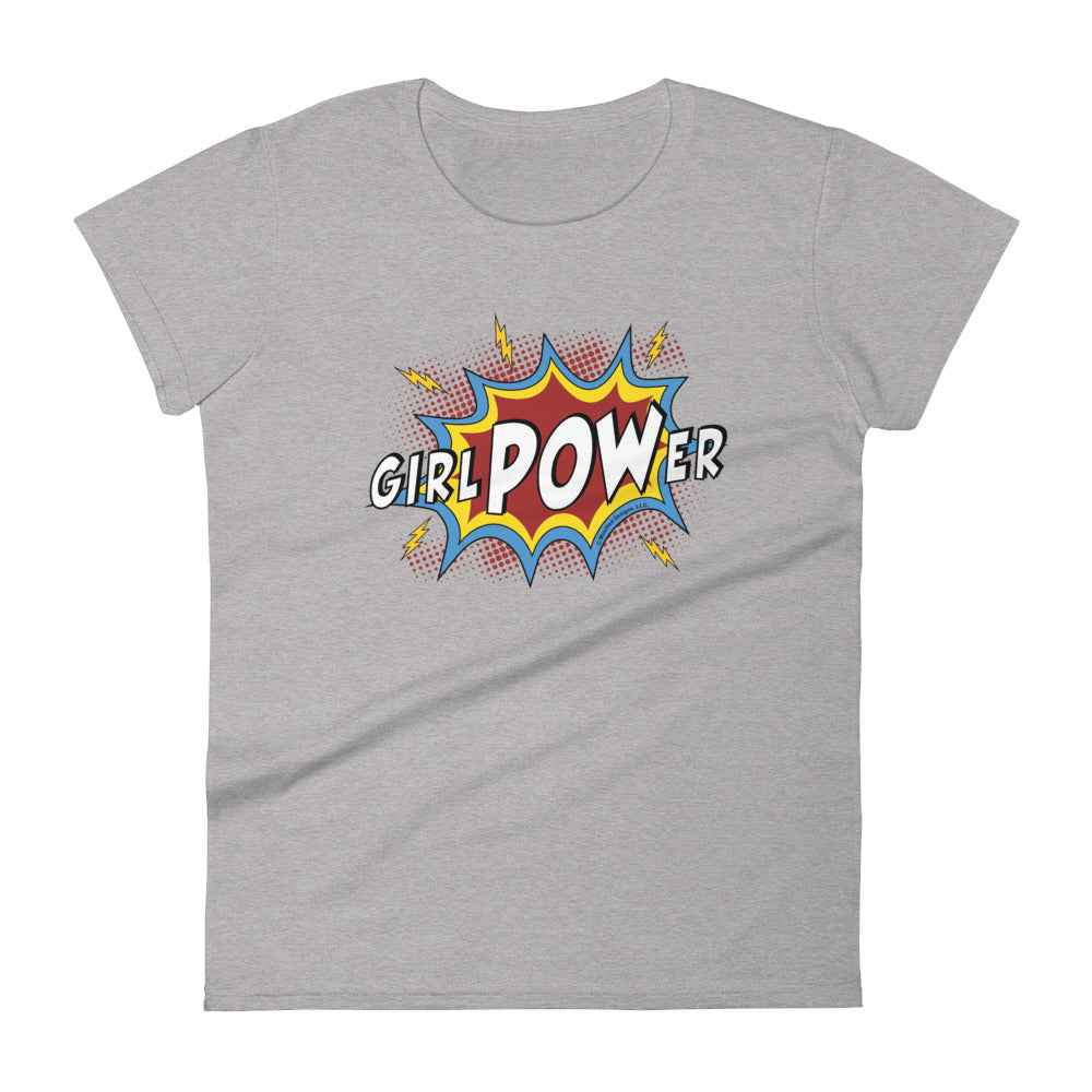 girlPOWer Women's Semi-Fitted Tee (White Text, Multi Design)