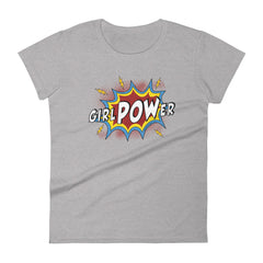girlPOWer Women's Semi-Fitted Tee (White Text, Multi Design)
