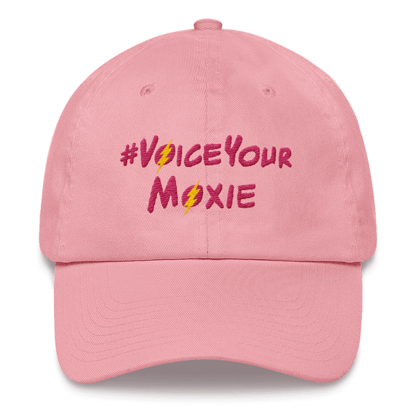 Baseball Hat #VoiceYourMoxie (Pink/Yellow Bolt), Hats. Moxie Chic is a brand that promotes girl power with girl empowerment/female empowerment apparel and other products. #VoiceYourMoxie is our handle for social media outreach because Moxie Chic believes every girl should exercise her voice for positive change (#VoiceYourMoxie).  Our brand celebrates and elevates girls.