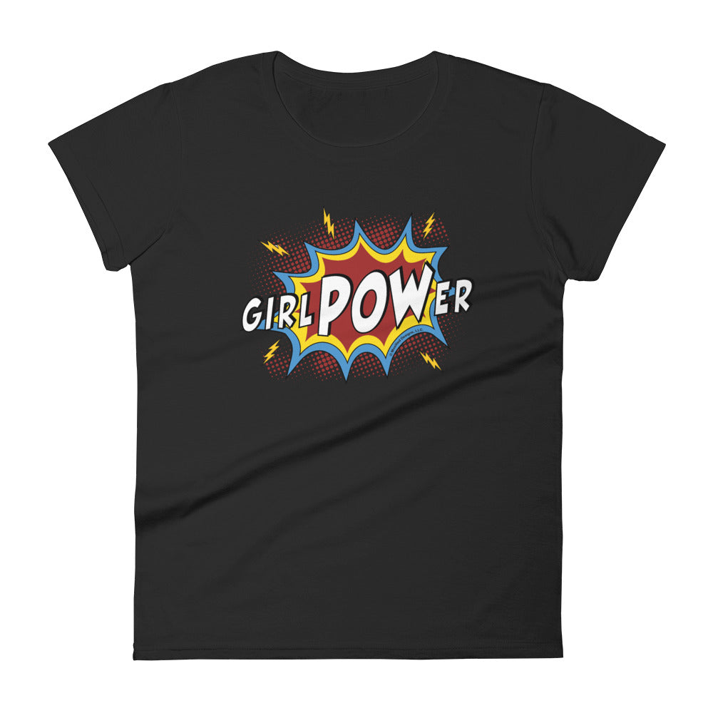 girlPOWer Women's Semi-Fitted Tee (White Text, Multi Design)