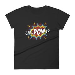 girlPOWer Women's Semi-Fitted Tee (White Text, Multi Design)