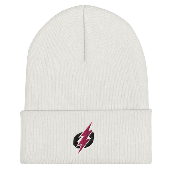 Cuffed Beanie - Black/Pink Bolt