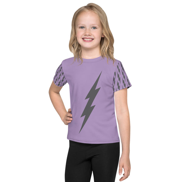 Kids Contrasting Sleeve Grey Center Bolt Lavender Tee (Lavender Tee, Grey Bolt)