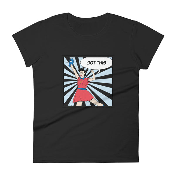 Got This (Retro Baseball) Women's Semi-Fitted Tee (Blue/Red Design)