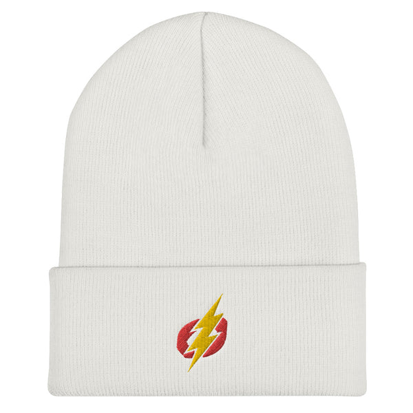 Cuffed Beanie - Red/Yellow Bolt