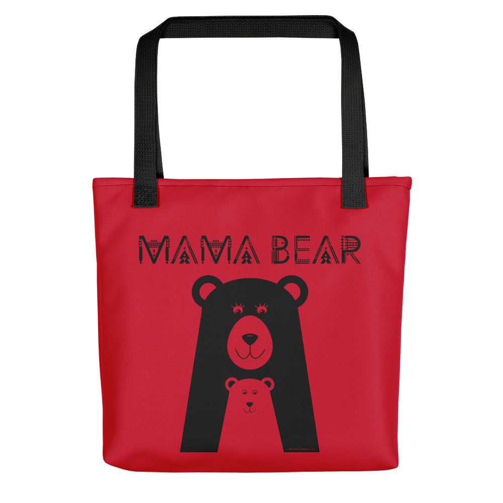 Mama Bear Tote (Red Bag, Black Design)