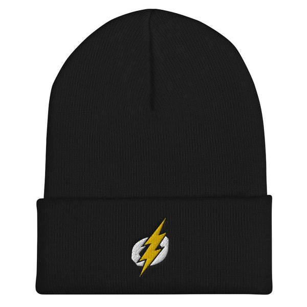 Cuffed Beanie - White/Yellow Bolt