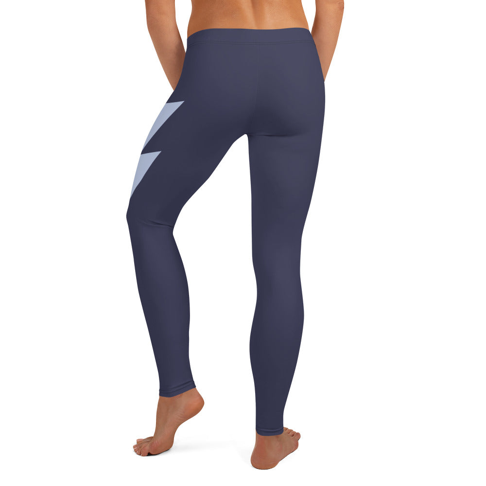Deep Blue Side Bolt Women's Leggings (Deep Blue Leggings, Light Blue Bolt)
