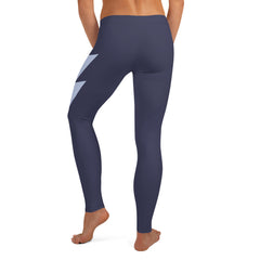 Deep Blue Side Bolt Women's Leggings (Deep Blue Leggings, Light Blue Bolt)