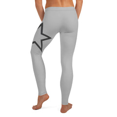 Women's Grey Superstar Leggings (Light Grey Leggings, Charcoal Grey Stars)