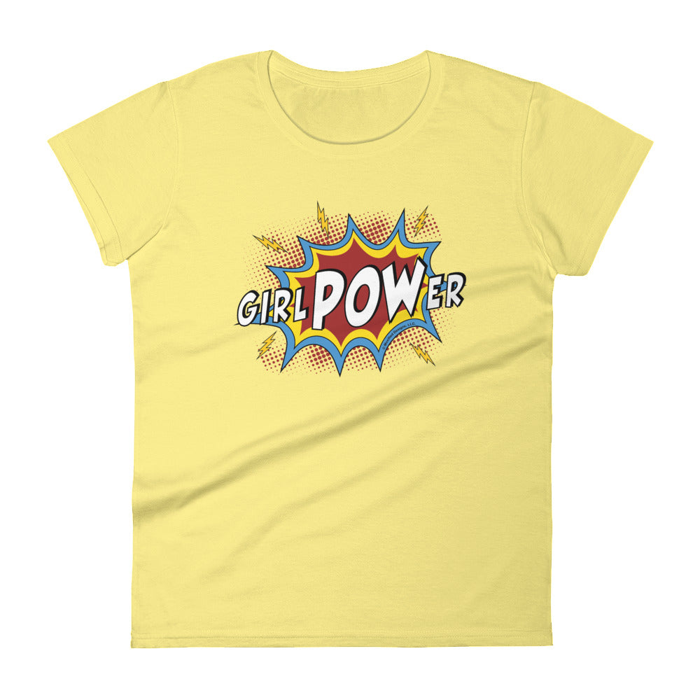 girlPOWer Women's Semi-Fitted Tee (White Text, Multi Design)
