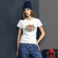 girlPOWer Women's Semi-Fitted Tee (White Text, Multi Design)