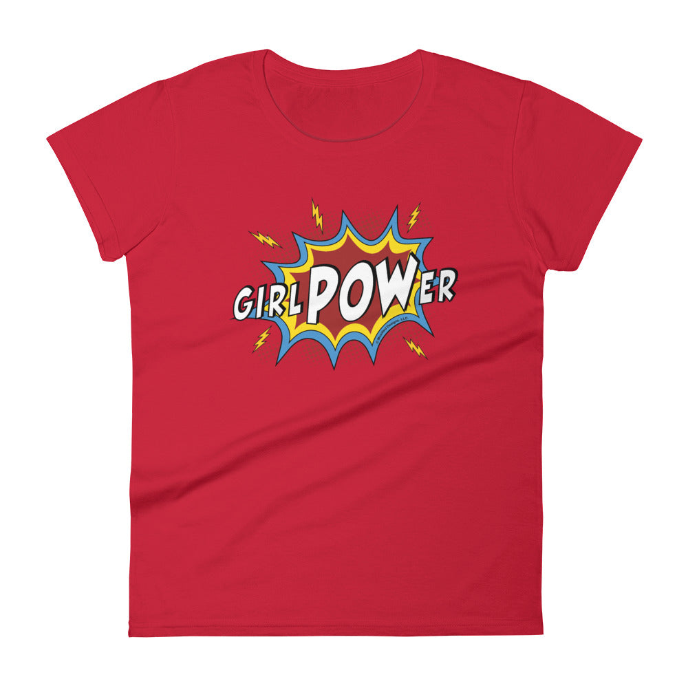 girlPOWer Women's Semi-Fitted Tee (White Text, Multi Design)