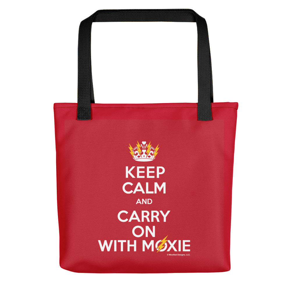 Keep Calm Tote bag (Red Bag, White/Yellow Design)