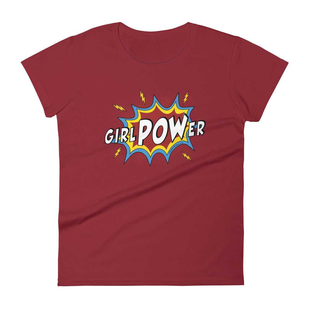 girlPOWer Women's Semi-Fitted Tee (White Text, Multi Design)