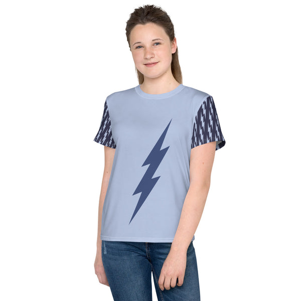 Youth Blue Center Tee (Light Blue Tee, Deep Blue Bolt)
