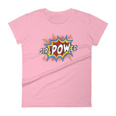 girlPOWer Women's Semi-Fitted Tee (White Text, Multi Design)