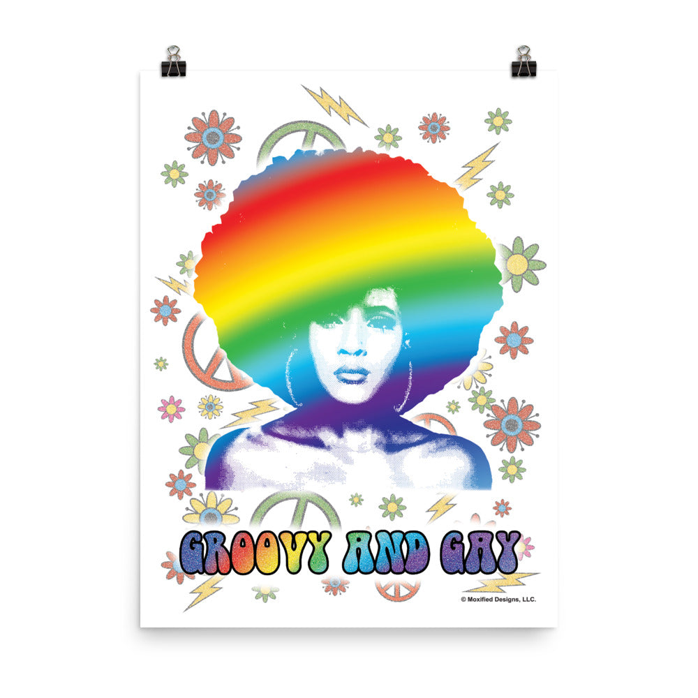 Groovy and Gay Art Print (Rainbow, 18 x 24)
