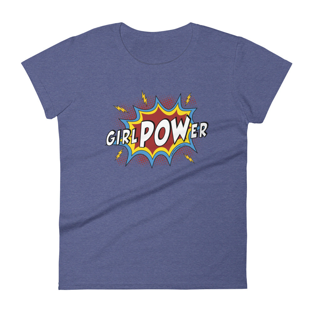 girlPOWer Women's Semi-Fitted Tee (White Text, Multi Design)