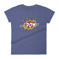 girlPOWer Women's Semi-Fitted Tee (White Text, Multi Design)