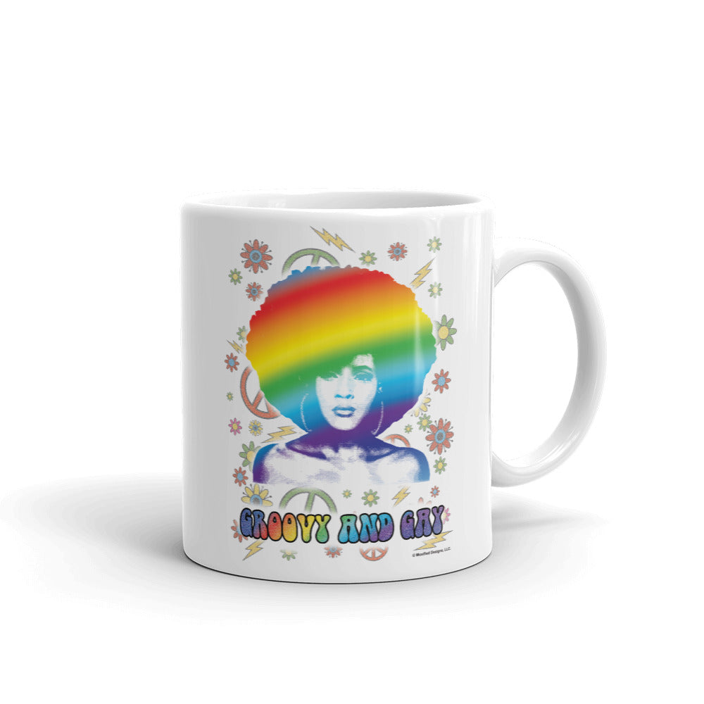 Groovy and Gay Mug (Rainbow, 11 oz)