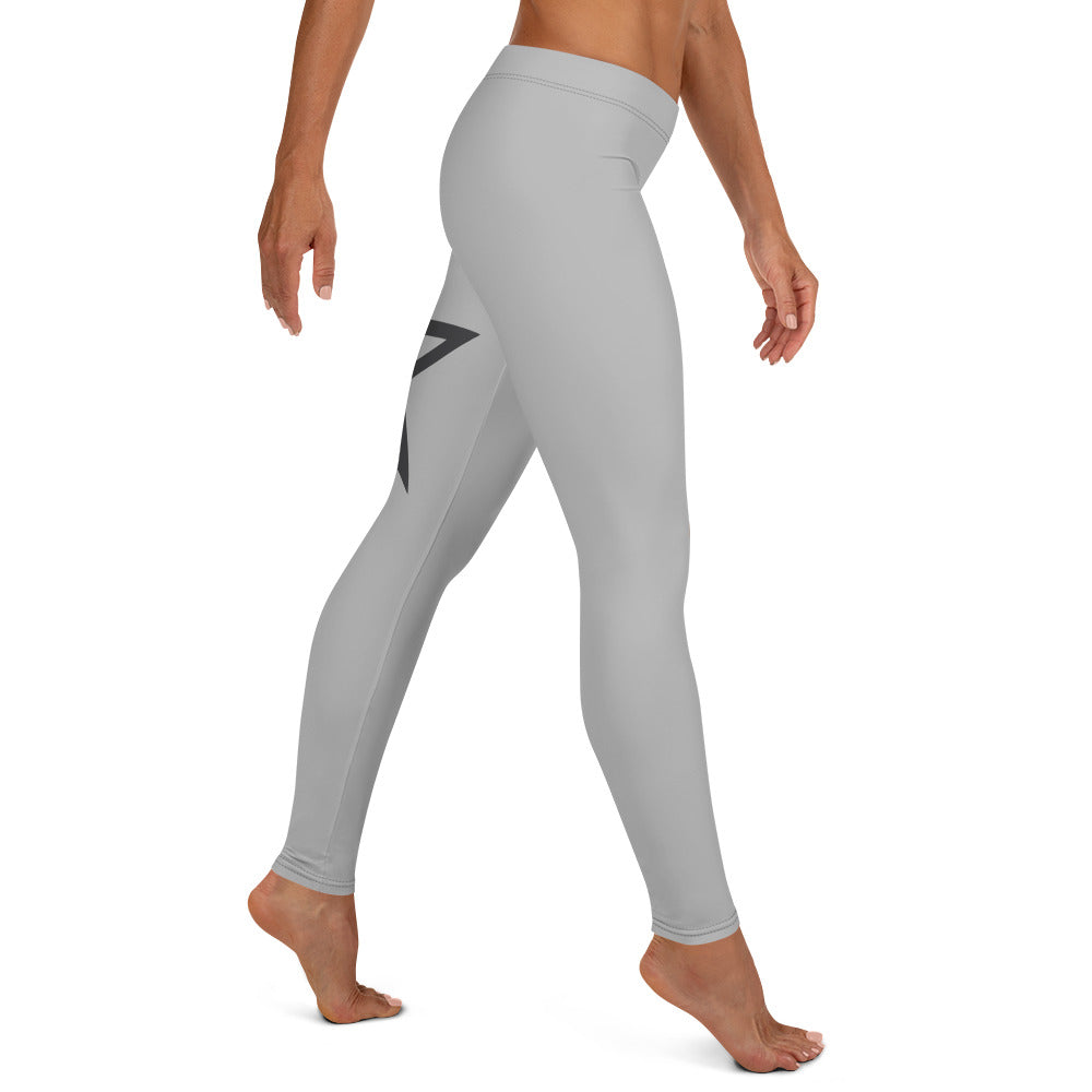 Women's Grey Superstar Leggings (Light Grey Leggings, Charcoal Grey Stars)