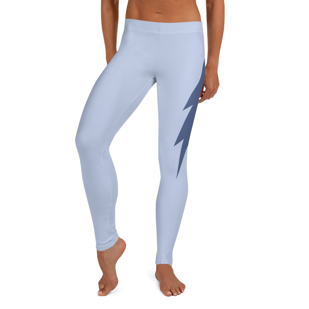 Light Blue Side Bolt Leggings (Light Blue Leggings, Deep Blue Bolt)