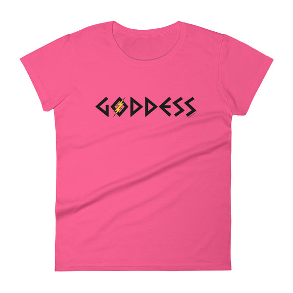 Goddess Women's Semi-Fitted Tee (Black/Yellow Design)