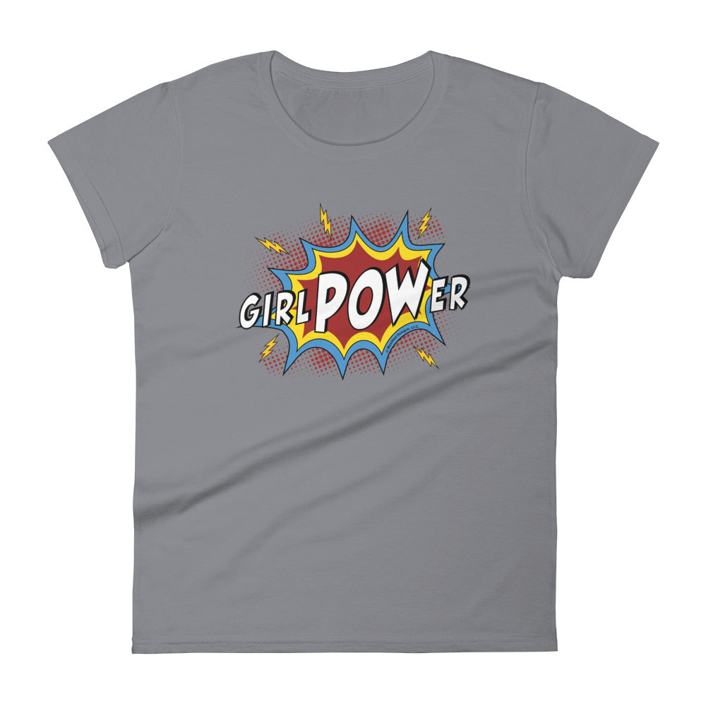 girlPOWer Women's Semi-Fitted Tee (White Text, Multi Design)