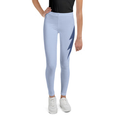 Youth Blue Side Bolt Leggings (Light Blue Leggings, Deep Blue Bolt)